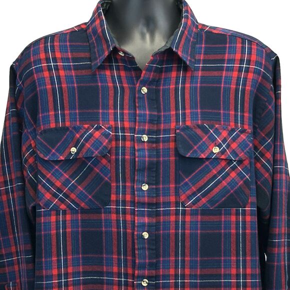 Vintage Plaid Flannel Button Front Shirt Mens XXL Sears The Mens Store Red Black - Picture 1 of 6